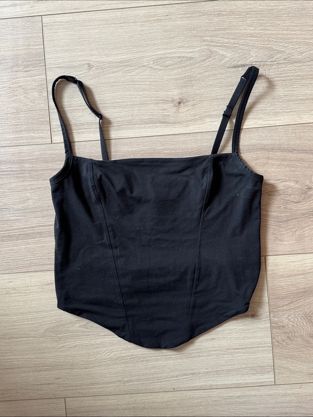 PINK Victoria's Secret Black Square-Neck Crop Cami Top